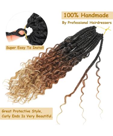 Goddess Box Braids Crochet Hair 14 Inch 8 Packs Ombre Pre Looped Boho Bohemian Style - Buy Online on GoSupps.com