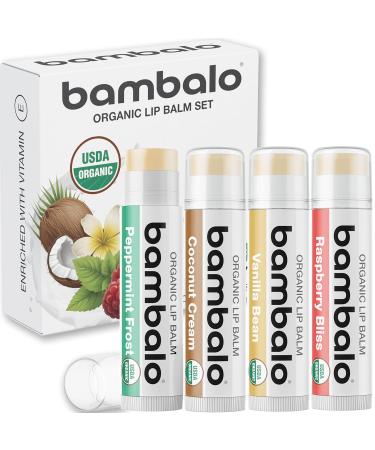 Bambalo 8-Pack Lip Balm Set with Tinted Shades and USDA Organic Flavors for Hydration Includes Crimson Pink Plum Shimmer Peppermint Raspberry Vanilla and Coconut Moisturizing & Nourishing - Buy Online on GoSupps.com