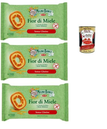 Mulino Bianco Flowers of honey Gluten Free Lot of 3 biscuits sanded biscuits biscuits biscuits biscuits with honey Millefiori sans gluten 250 g + Gourmet Italian pulp 400 g