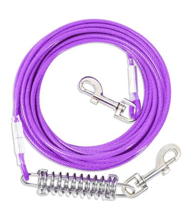 Yard Leash For Dogs with Shock Absorbing 3-15m Yard Leash Tie Out Leashes Tie Out Cables For Dogs Yard Leash (Purple 15m) 15m Purple