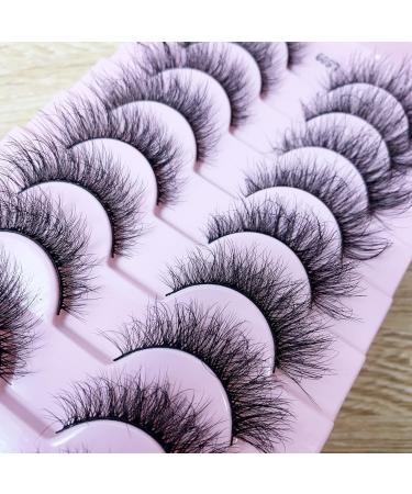 False Faux Mink Cat Eye 8D Wispy Lashes - 10 Pairs Pack for Dramatic Natural Look (15mm-8mm) - Buy Online on GoSupps.com