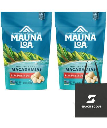 Mauna Loa Hawaiian Sea Salt Macadamias Gluten-Free Keto Friendly 4 oz. (Pack of 2) Bundle With a Snack Scout Lunch Bag