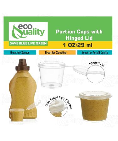 EcoQuality 50 Pack 1 oz Leak Proof Plastic Condiment Souffle Containers with Attached Lids - Perfect for Sauces, Samples, Slime, Jello Shots, Food Storage & More! - Buy Online on GoSupps.com