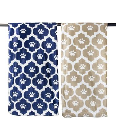 Bone Dry Moroccan Paw Print Pet Blanket 50 x 60 - Blue | Cozy and Stylish Pet Blanket - Buy Online on GoSupps.com