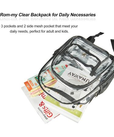 Small Clear Backpack Stadium Approved Heavy Duty Clear Mini Backpack Transparent Book bag for Concert Work Sport Games Festival - Buy Online on GoSupps.com