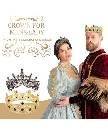King and Queen Crowns Set - Black Rhinestone Crystal Royal Headwear for Wedding, Homecoming, Prom - 2 Pieces - Buy Online on GoSupps.com