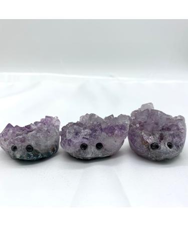 Natural Crystal Natural Amethyst Crystal Cluster Hedgehog Ornaments Hand Carved Crystal Stones Purification Gifts Stones ERBDRGAZ 1pc