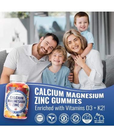 NutraPep Calcium Magnesium Zinc Supplement Gummies - with Vitamin D3 K2 Magnesium Glycinate - Orange Berry Flavored Vegan Sugar-Free Gluten Free Chewable for Men Women Kids - Buy Online on GoSupps.com