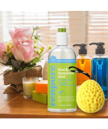 RENPURE Kiwi & Hyaluronic Acid Body Scrub - Ultra Hydrating Cleanser & Bath Sponge | Pack of 5 for Supple Skin - Buy Online on GoSupps.com