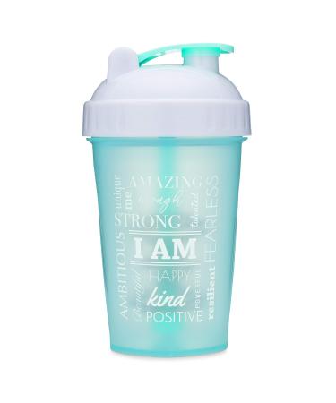 GOMOYO 20-Ounce Shaker Bottle with Action-Rod Mixer | Shaker Cups with Motivational Quotes | Protein Shaker Bottle is BPA Free and Dishwasher Safe | I Am - Mint - 20oz 20 oz I Am - Mint - 20oz