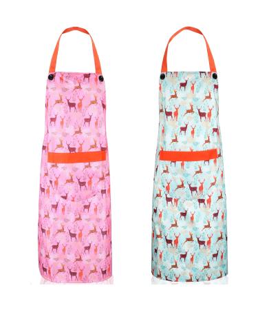 Zihuatailor Lightweight Waterproof Aprons for Women Dog Grooming Dishwashing, with Pocket, Set of 2