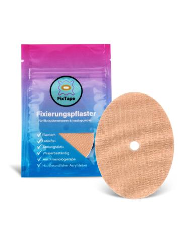 Fixtape Breathable sensor tape for freestyle Libre 1 & 2 I Self-adhesive patch for glucose sensor with high wearing comfort i skin-friendly and waterproof in modern designs i 7 pieces (beige)