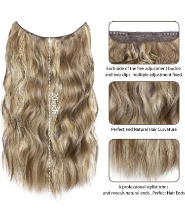 Invisible Wire Hair Extensions - Adjustable Size 20 Inch Synthetic Halos Hair Extension - Medium Brown Highlighted Blonde - Clip In Real Hair - Buy Online on GoSupps.com