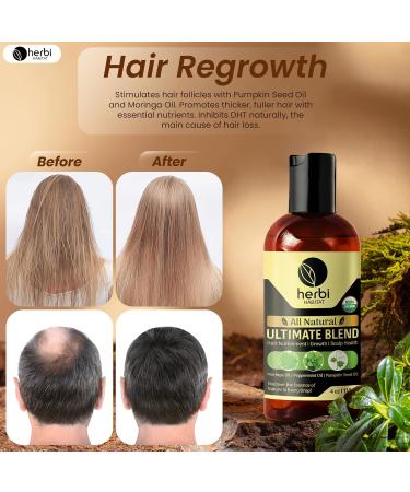 All Natural Ultimate Blend Hair Growth Oil - Moringa Pumpkin Seed & Peppermint for Dry Damaged Hair - Nourishing & Strengthening Oil 4 Fl Oz - Buy Online on GoSupps.com