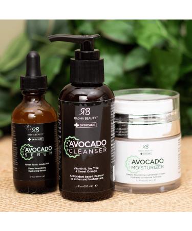 Radha Beauty Avocado Complete Facial Care Kit - 3-in-1 Anti-Aging Cleanser Serum & Moisturizer for Wrinkles & Dark Spots | Day & Night Brightening Skincare Gift Set - Buy Online on GoSupps.com