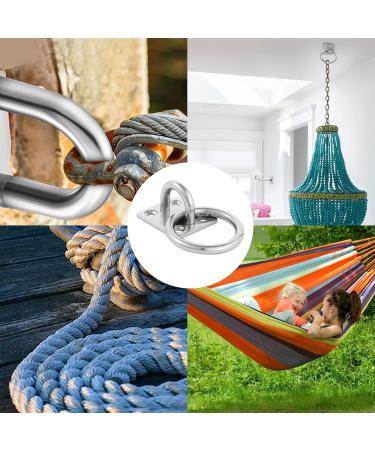Buy Lyaor 4-Piece 304 Stainless Steel Augtplatte with M6 Eyelet Bracket - Durable 70kg Weight Fastening Hooks for Hammocks Boxing Bags & Yoga Ropes - Buy Online on GoSupps.com