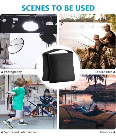 Neewer 4-Pack Photography Sandbags - Weight Bags for Photo Studio Stand, Outdoor Patio & Sports - Transparent PP Bag and Clips Included - Black - Buy Online on GoSupps.com