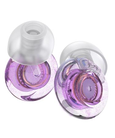 Ear Plugs for Concerts 2 Pack High Fidelity Ear Plugs Reusable Silicone Earplugs for Concert Rave Work Musicians 5 Pair Ear Tips in S/M/L 18-25 dB Concert Ear Plugs for Noise Cancelling(Purple)