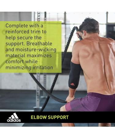 adidas Seamless Elbow Support Sleeve for Training, Competitions & Fitness - Ergonomic Design - Durable & Breathable - Black (Large) - Buy Online on GoSupps.com
