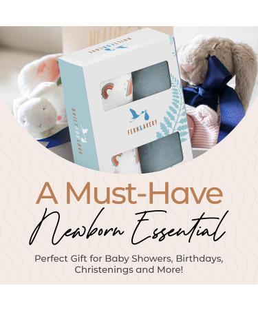 Fern & Avery Swaddle Blankets - Gender Neutral Muslin Swaddles for Baby Boy or Girl - Set of 2 Rainbow Blue Newborn Essential Receiving Blankets - Buy Online on GoSupps.com