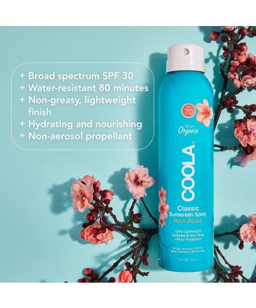 Coola Organic Sunscreen SPF 70 Sunblock Spray 6 Fl Oz - Peach Blossom | Dermatologist Tested, Vegan, Gluten Free - Daily Skin Protection - Buy Online on GoSupps.com