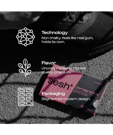 Sesh+ Quit Smoking Aid Nicotine Gum smoking cessation aid 2mg Pomegranate 30 Pieces 3 Pack - Buy Online on GoSupps.com