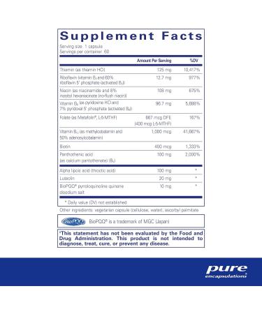Pure Encapsulations Ultra B-Complex with PQQ | Vitamin B Supplement - 60 Capsules - Buy Online on GoSupps.com