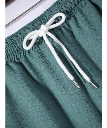OYOANGLE Men's 2 Piece Outfit: Short Sleeve Striped Shirt and Shorts Set - X-Large Green - Buy Online on GoSupps.com