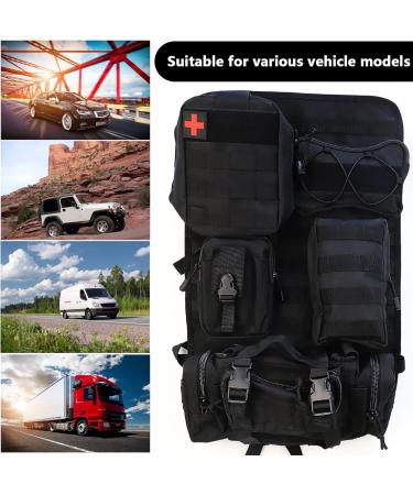 Mocoli Tactical Car Seat Organizer - Backrest Protection with 5 Removable Bags | Universal Fit for Most Vehicles - Black - Buy Online on GoSupps.com