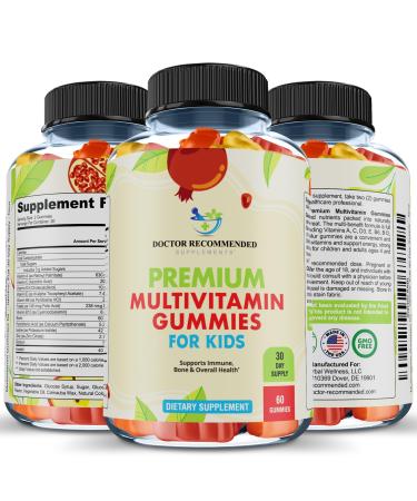 Premium Multivitamin Gummies for Toddlers & Kids - Chewable Essential Daily Vitamins A C D3 E B6 B12 Biotin - No High-Fructose-Corn-Syrup or Artificial Sweeteners - 60 Gummies 30-Day Supply Natural Fruit 1 Count (Pac
