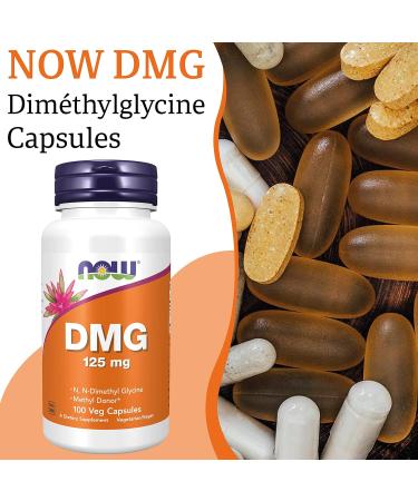 Now Foods DMG (Dimethylglycine) 125 mg 100 Vegan Capsules Lab Tested Glycine Gluten Free Soy Free Vegetarian - Buy Online on GoSupps.com