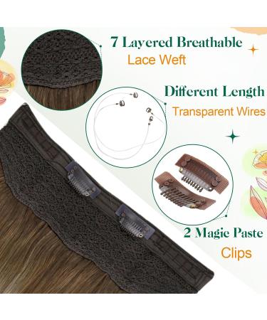 Easyouth Brown to Blonde Balayage Wire Hair Extensions 20 Inch 100g - Real Human Hair Ombre Fish Line Extensions #3/8/22 - Buy Online on GoSupps.com