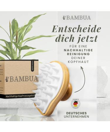 Bambua Scalp Massage Brush - Eco-Friendly Bamboo Shampoo Brush for Head Massage - Anti-Scales Effect & Free eBook for Healthy Scalp - Buy Online on GoSupps.com