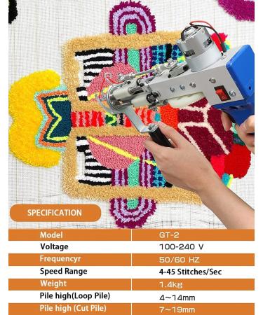 2 in 1 Cut and Loop Pile Electric Tufting Gun  Carpet Weaving Machine  5-45 Stitches/s High Speed Rug Gun  4-19mm Adjustable Pile Height 100V-240V (Blue) - Buy Online on GoSupps.com