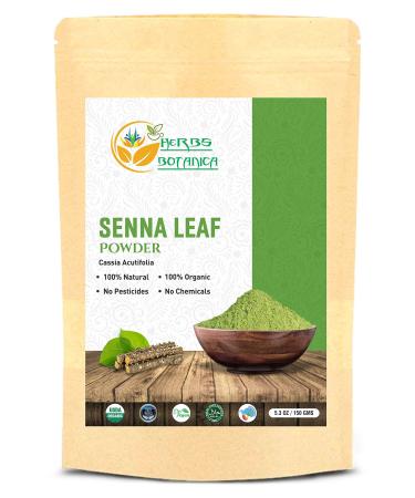 Herbs Botanica Organic Senna Leaf Powder | Cassia acutifolia | Helps Stomach Discomfort Constipation Laxatives Weight Loss 5.29 oz / 150 GMS