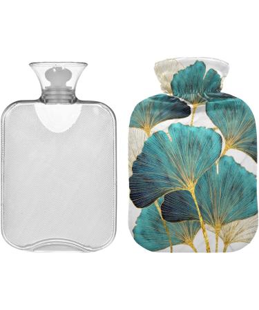 NAANLE Hot Water Bottle with Cover - Ginkgo Leaf Design | 1L Heat Bottle for Back Pain Relief & Cold Therapy | Hand & Foot Warmer - Buy Online on GoSupps.com