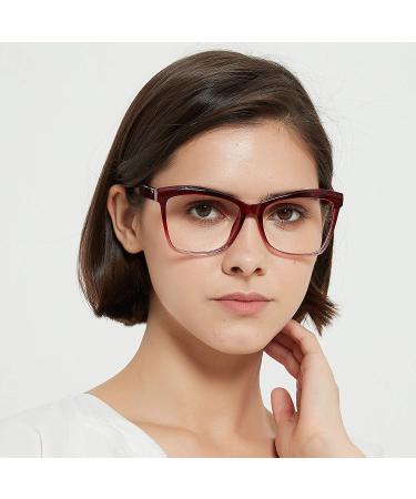 REECKEY Oversized Red Blue Light Blocking Glasses for Women - Square Eye Gaming & Computer Glasses with Anti-Blue Light Filter - Buy Online on GoSupps.com