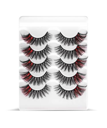Sibba multi-layer 3d colored artificial eyelashes wrong extension 5 pair of dramatic glitter art nerch packing wispy thick high heighted volume of fluffy cat eye eyelash strips cosplay