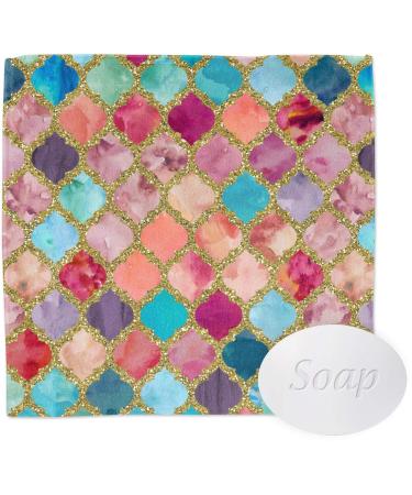 YouCustomizeIt Glitter Moroccan Watercolor Washcloth Square (12" x 12")