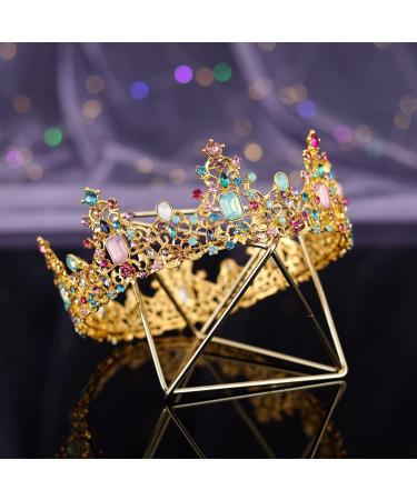 Gold Princess Crowns for Women Girls  Rhinestone Birthday Queen Crowns and Wedding Quinceanera Crowns for Women Cosplay Halloween Hair Accessories for Girls Costume Jewelry