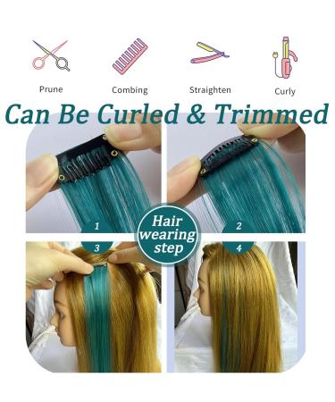 Shop 21-Inch Shkjchp Colored Clip-In Hair Extensions - Vibrant Blue & Dark Turquoise Highlights for Girls | 12PCS Party Hair Accessories - Buy Online on GoSupps.com