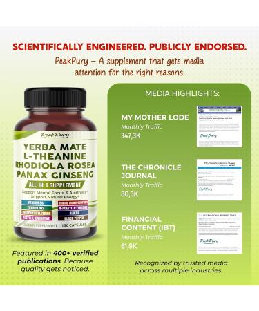 Ultra All-in-1 Yerba Mate L-Theanine Rhodiola & Panax Ginseng Supports Mental Focus & Natural Energy 150 Capsules 150 count (pack of 1) - Buy Online on GoSupps.com