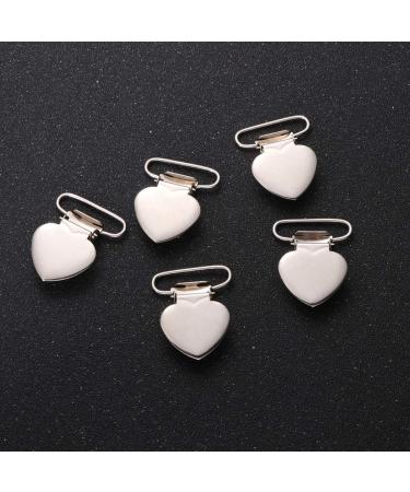 20pcs Heart Shaped Silver Pacifier Suspender Clips for Baby Teething Toys - 4 * 3cm - Buy Online on GoSupps.com