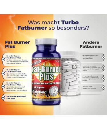 Goldfield Turbo Fat Burner Plus - Powerful Garcinia Cambogia Complex Appetite Suppressant & Slim Booster | 60 Capsules | International Shipping Available - Buy Online on GoSupps.com