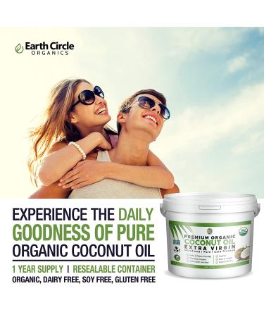 Earth Circle Organics Premium Ultra Pure UNREFINED Organic Extra Virgin Coconut Oil - Cold Pressed, Gluten-Free, Keto & Paleo Friendly - 1 Gallon - Buy Online on GoSupps.com