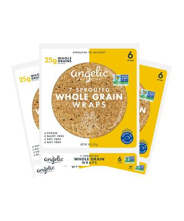 Angelic Bakehouse 7-Grain Wraps / Tortillas   Sprouted Whole Grain Tortillas  Vegan, Kosher and Non-GMO (18 Wraps), 9 Ounce (Pack of 3) 7-Grain 9 Ounce (Pack of 3)