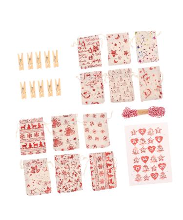 KONTONTY 1 Set Countdown Candy Bag Calendars Candy Bags Christmas Drawstring Bag Wrapper Number Pendant