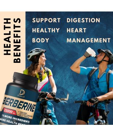 25000MG Berberine Supplement with Ceylon Cinnamon, Milk Thistle, Turmeric & More - 90 Capsules for Heart Health, Body Management & Immune Support - Buy Online on GoSupps.com