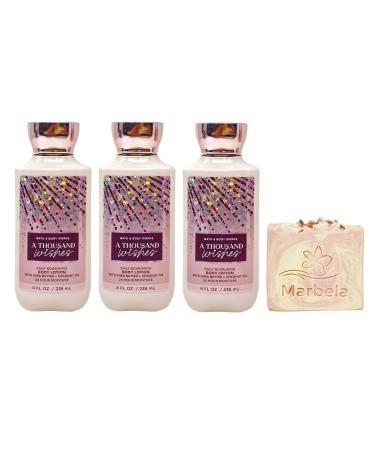 Bath & Body Works A Thousand Wishes 3 Piece Daily Nourishing Body Lotion Bundle with a Himalayan Salts Springs Bar Soap - Full Size