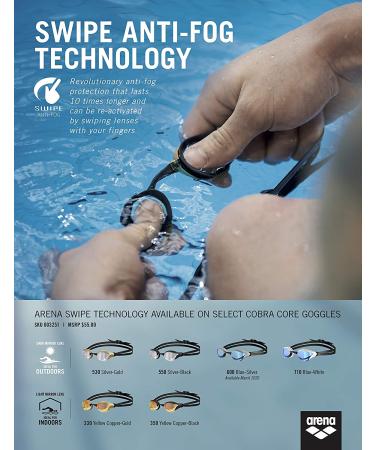 Arena Cobra Core Swim Goggles Blue/White Unisex Anti-fog Mirror (New) - Buy Online on GoSupps.com